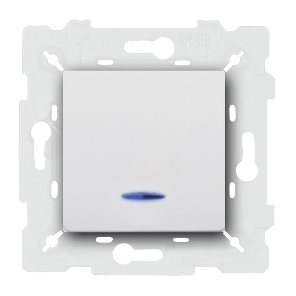  Переключатель одноклавишный (проходной) с подсветкой Fede Vintage Corinto Белый (в сборе)